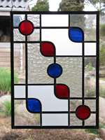 Glas-in-lood raamhanger blauw,rood,matglas
